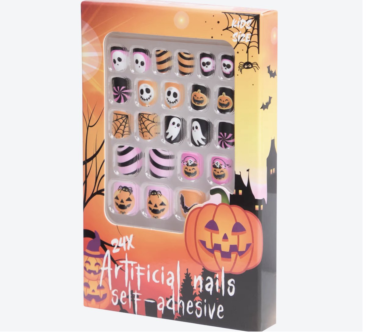 Goedkoopste Halloween kunstnagels voor kids - zelfklevende neknagels - kindermaat - 24 stuks