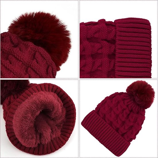 Chapeau Bobble (bonnet à Pompon) Rouge Pour Femme - Neuf Sans étiquette