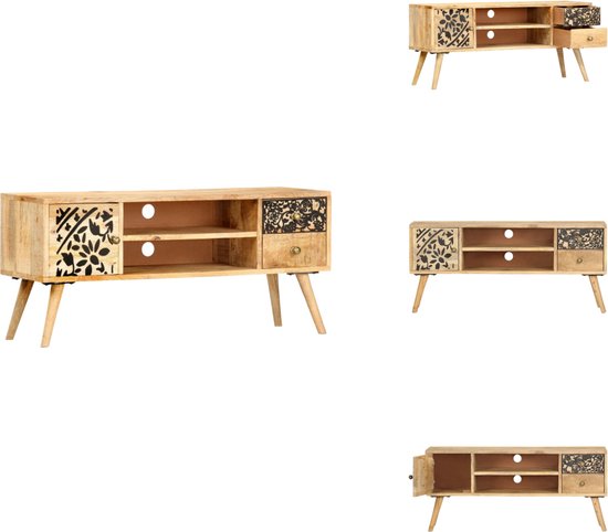 LAPOOH TV-kast 90x40x40 cm massief acaciahout, tv-standaard, tv-kast, tv- standaards en multimediacentra, woonkamermeubilair (SPU: 320495