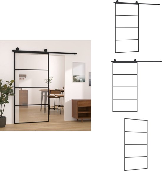 Schuifdeur met beslag 76x205 cm ESG-glas en aluminium kopen