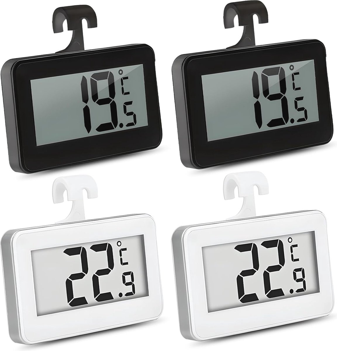 Digitale Koelkastthermometer - 4 Stuks Thermometers met LCD-Display voor Keuken en Vriezer
