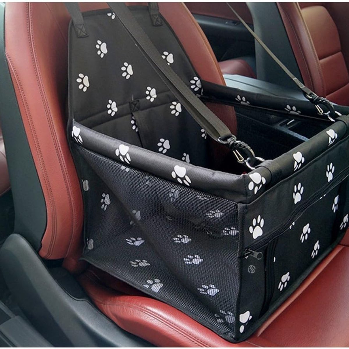 Equivera Hondenmand Auto Met Gordel – Hondenmand – Hondenmand Auto – Autostoel Hond – Hondenstoel Auto – Met Gordel