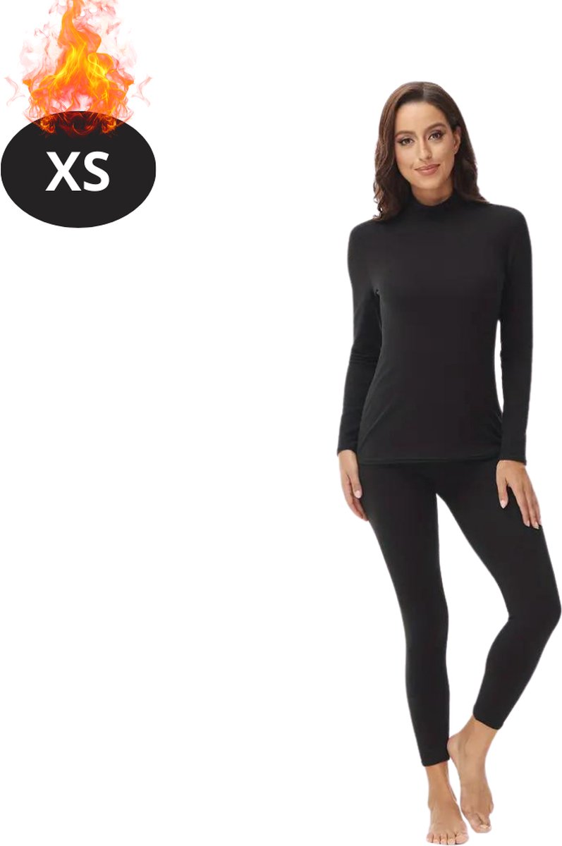 Nivard Thermokleding Dames – Thermobroek – Thermoset – Thermolegging – Winter – Thermoshirt – Zwart – XS