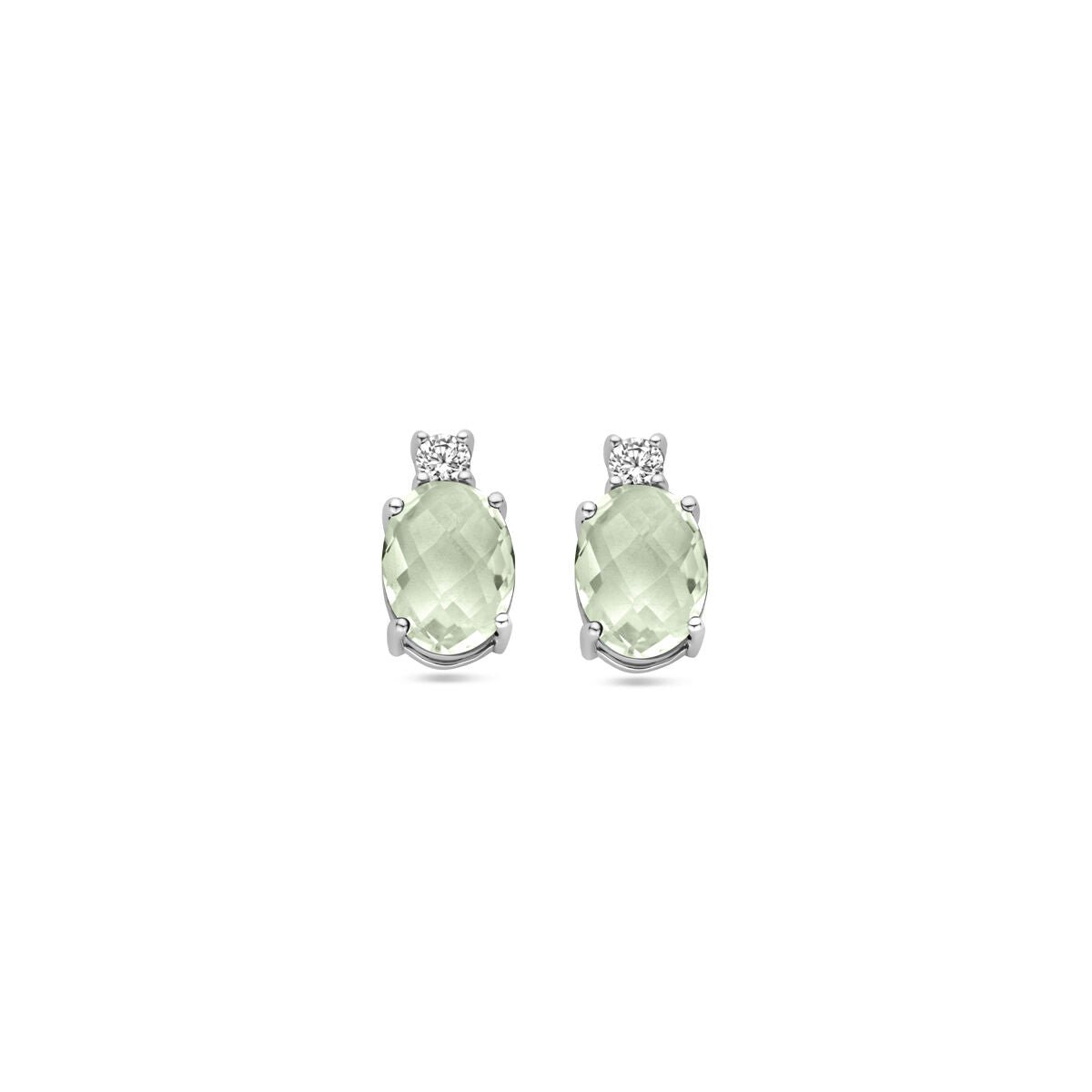 Zilver Gerhodineerd Oorknoppen Groen Amethist Zirkonia 10,5 Mm 1340318