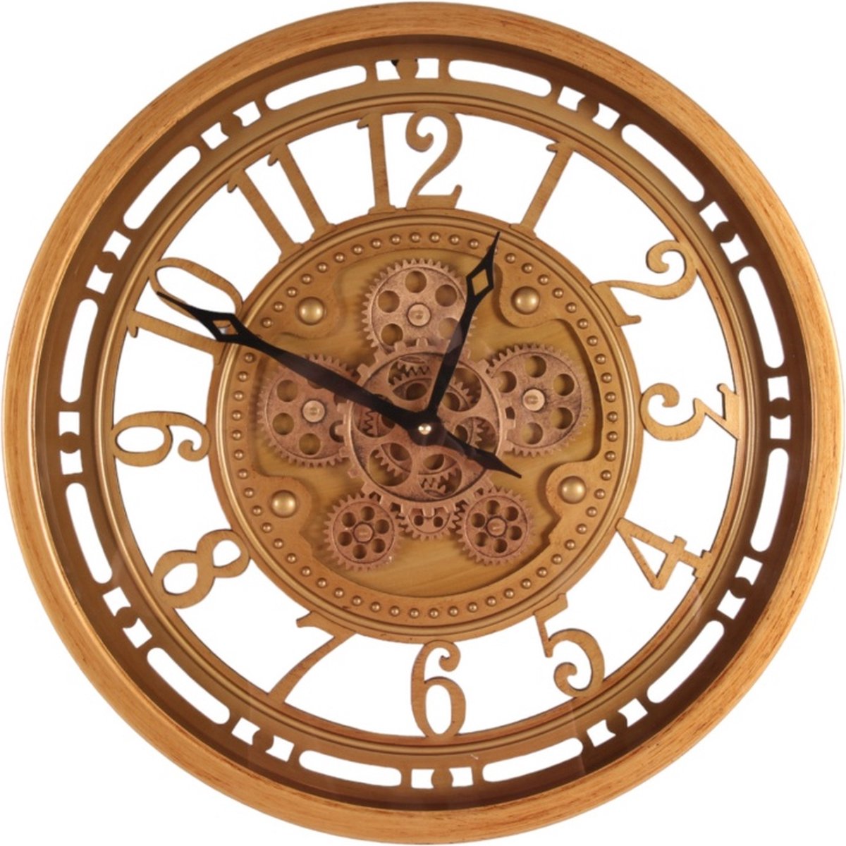 Baroque - Klok - Wandklok Key West 46 cm - Goud - Rond - Metaal - 46x46x7 - Iron+glass