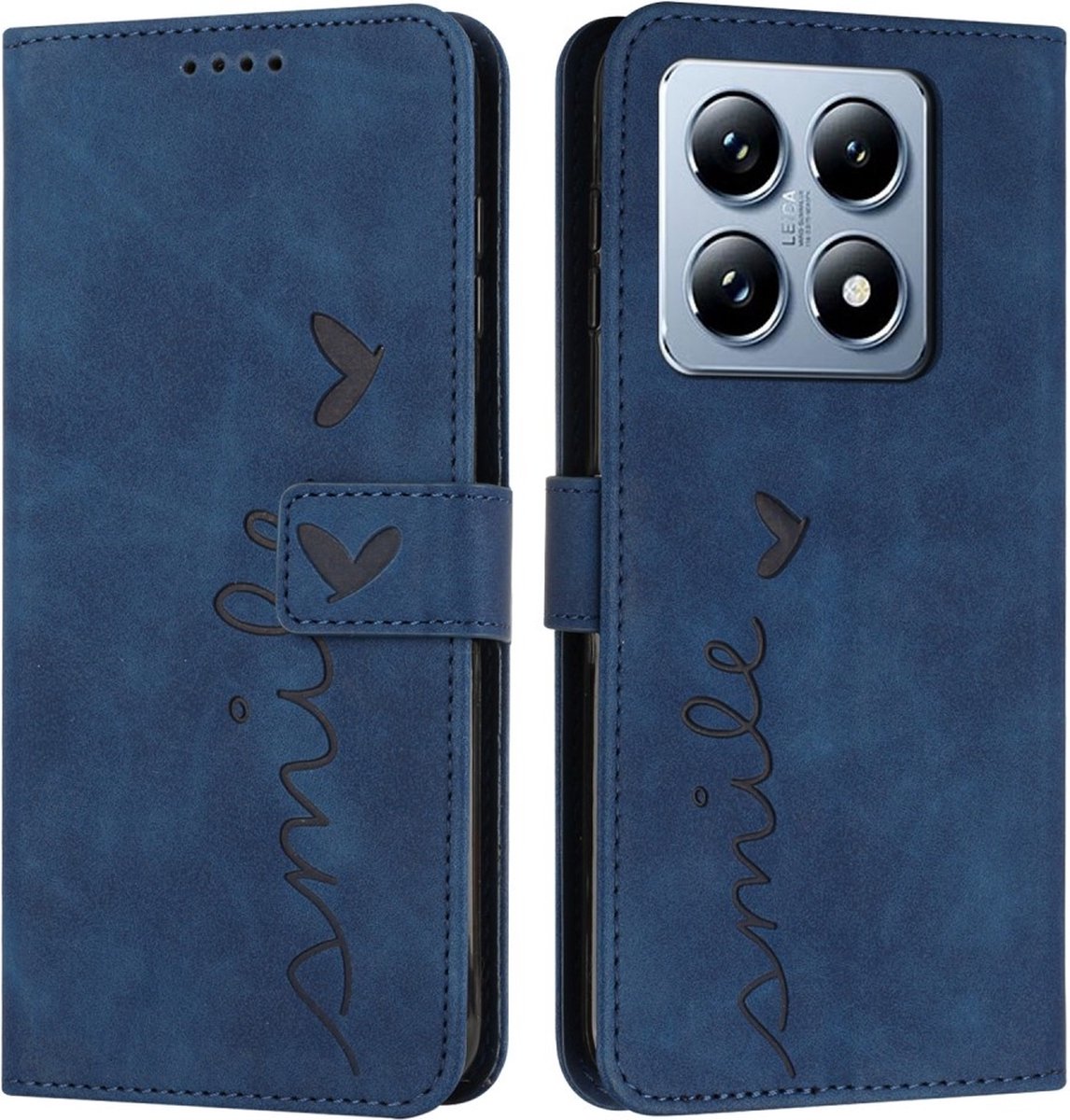 Coverup Hoesje - Geschikt voor Xiaomi 14T Pro Hoesje - Coverup Smile Book Case - Blauw