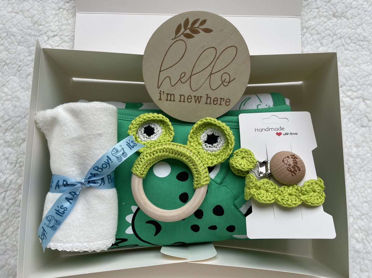 Goedkoopste Maminobaby.nl - Baby Geschenkset jongens | Krokodil deken | Handmade speenkoord | Handmade bijtring | Kraamcadeau | Babyshower