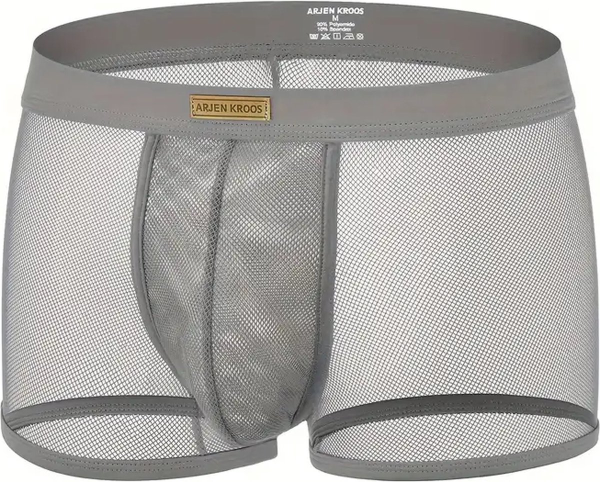 Goedkoopste Boxer heren visnet stretch sexy erotisch grijs lingerie