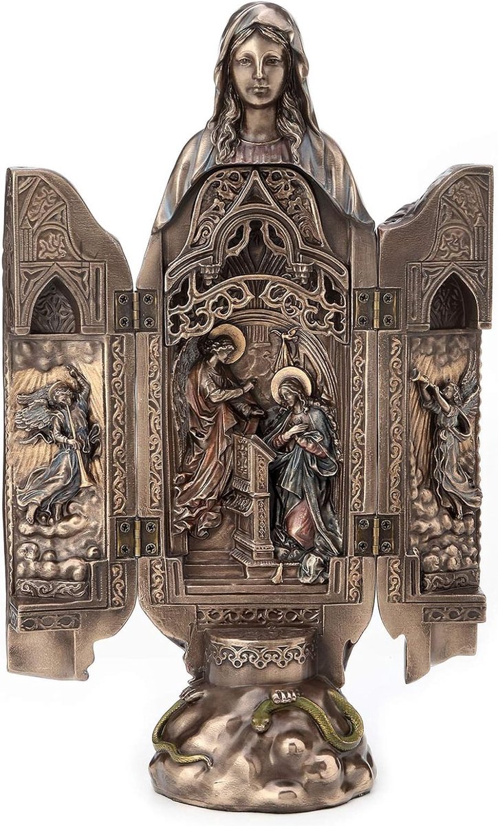 Veronese Design beeld/figuur - Vrouwe van Genade Drieluik De Aankondiging - Zeer gedetailleerd en mooi - (hxbxd)ca. 28,5cm x 9,5cm x 8,5cm