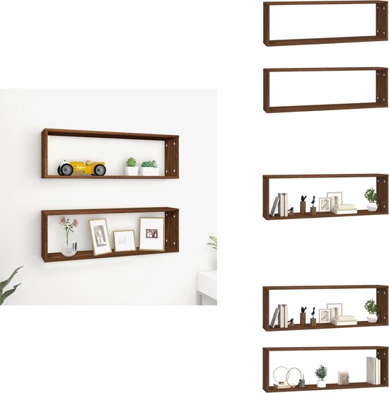 vidaXL Étagère murale Cube - Trendy - Étagères murales - 80 x 15 x 26,5 cm - Chêne marron - Bois d'ingénierie - Support mural