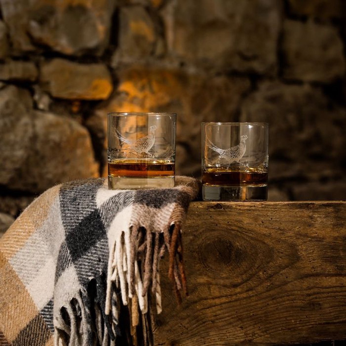 Whiskyglazen Gegraveerd Fazant 2 stuks - Just Slate Company Scotland
