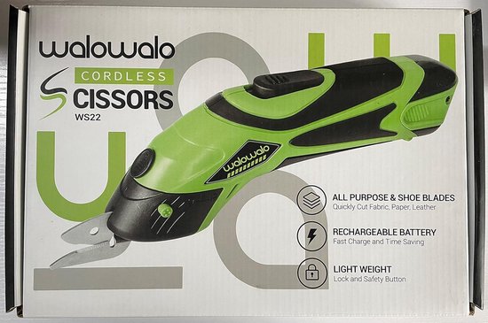 walowalo Elektrische Schere Set Akkuschere Stoffschere Schneiderschere Papierschneider Multi Cutter 2 Akkus für Schneiden Leder Topfpflanze Baumwollstoff Pappe Schnelles Laden 4V Scissors