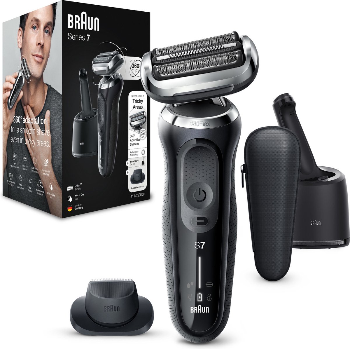Braun Series 7 71-N7200cc - Elektrisch Scheerapparaat Mannen - Met Precisietrimmer - SmartCare Center - Zwart thumbnail 3