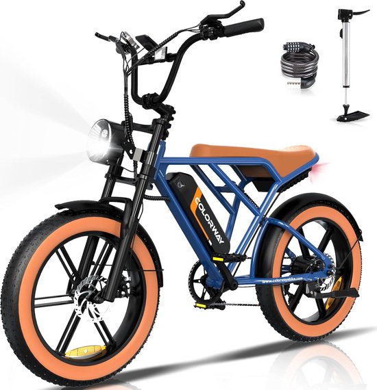 Colorway Elektrische Fiets BK29 - Trendy 20*4.0 Inch Fatbike - Mountain Snow EBike met Afneembare 48V 15Ah Lithium Batterij - City Commuter E-Bike met 250W Motor - 7 Versnellingen - IP54 Waterdicht