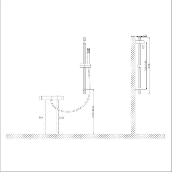 Hoopever Zwarte Douche Riser Rail, RVS Badkamer Slider Rail In Hoogte Verstelbare Douchestang Stand Beugels, Douche Bar Douchekop Houder Voor Bad & Douchesysteem, Totaal 660 mm