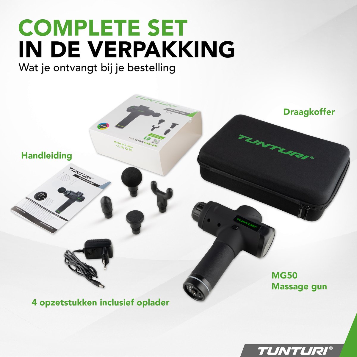 Tunturi MG50 Massage Gun met Opzetstukken en Koffer - afbeelding 2