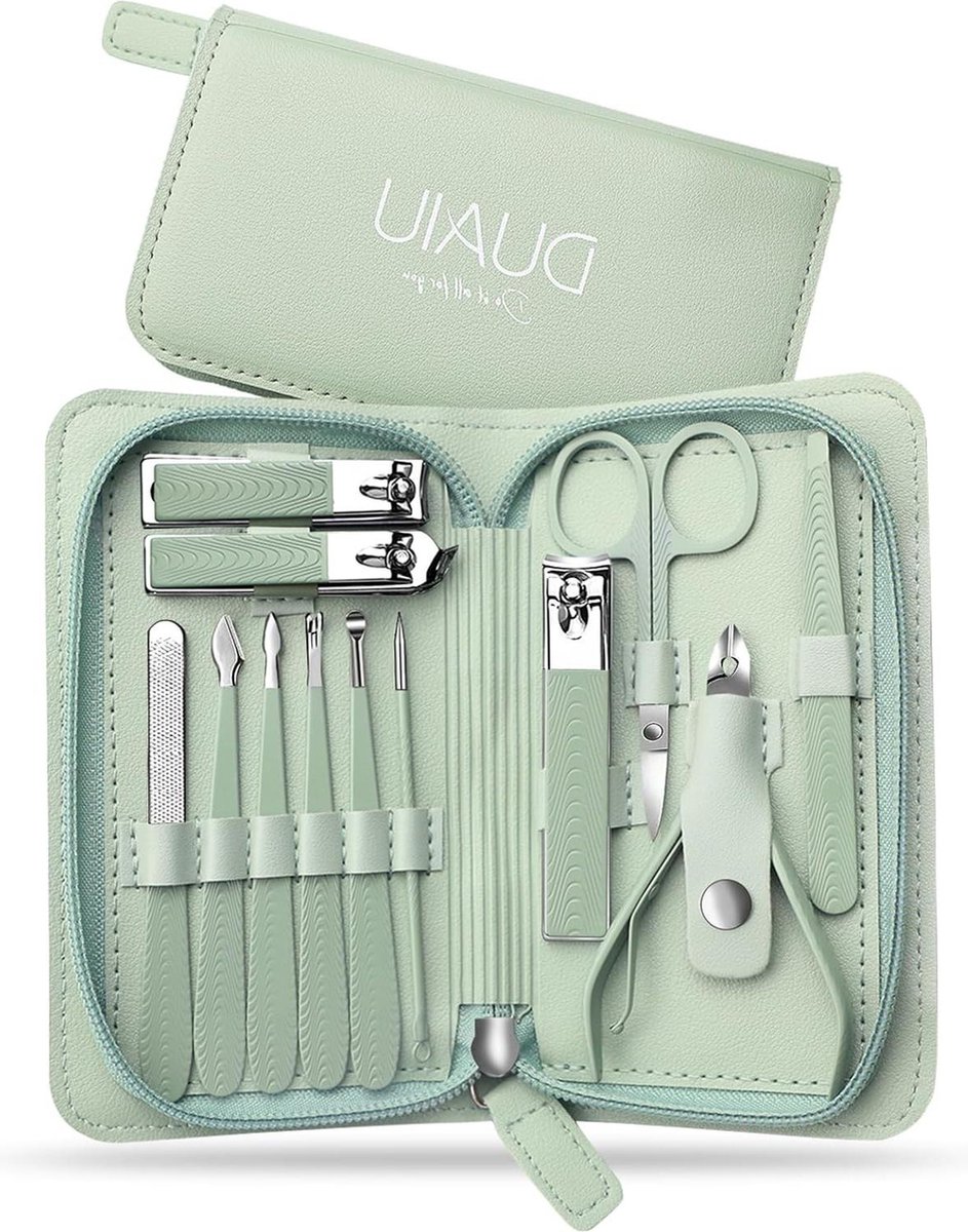 Manicureset nagelknipper set professionele nagelverzorging gereedschap pedicure kit met PU lederen tas