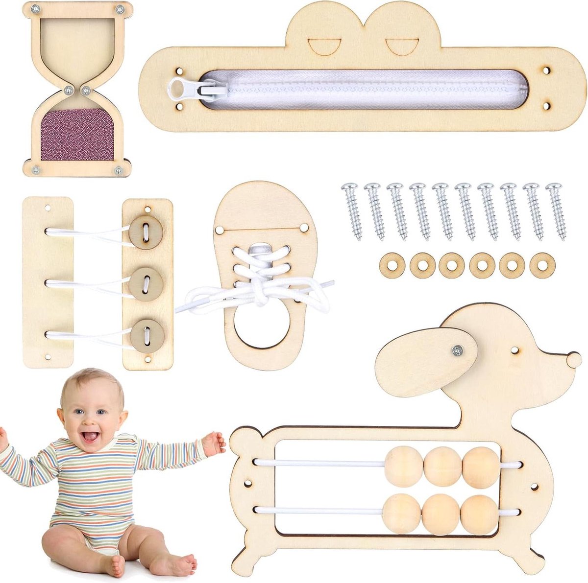 Montessori Busy Board 21-in-1 Houten Speelgoed – Educatief, Sensorisch & Motorisch Speelgoed – Babycadeau voor Jongens & Meisjes – Autisme & Reisspeelgoed