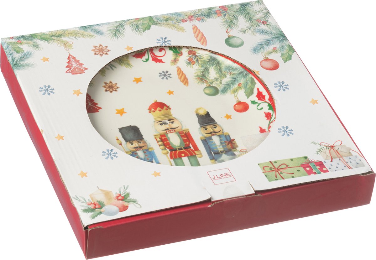 J-Line plateau 2 Niveaus Notenkraker - keramiek - wit - giftbox