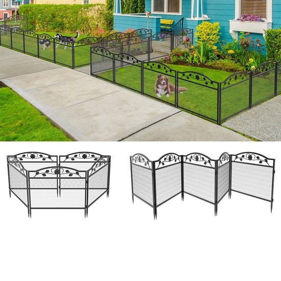5 Stuks Decoratief Tuinhek 98 cm Hoog Metaal Dierenbarrière voor Honden