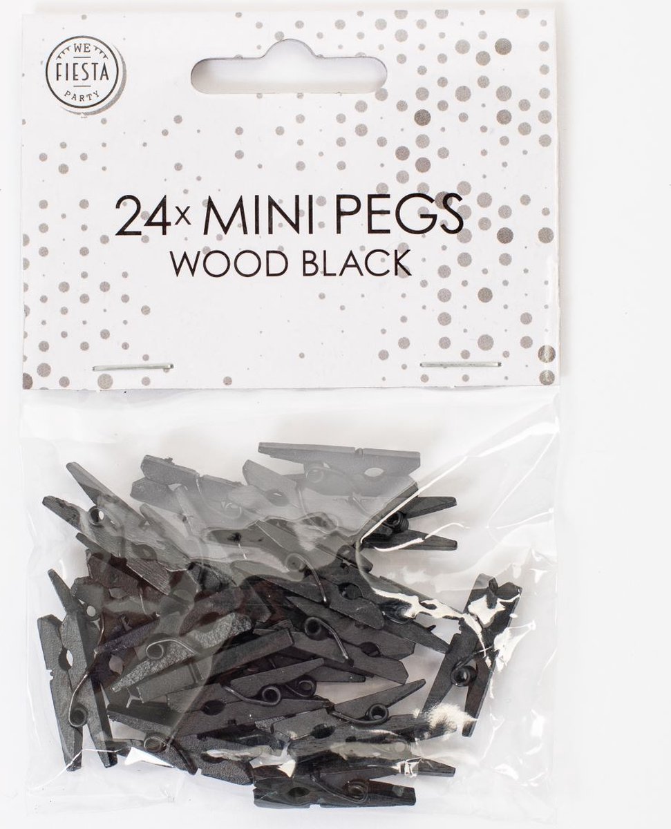 Goedkoopste 48 Mini houten knijpers Zwart - Feest Thema Polaroid Foto Ophangen Klein Knijper