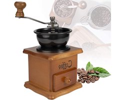 Koffiemolen Vintage - Handmatige koffiemolen van hout met instelbare grove instelling - Handkoffiemolen met keramische bramen - Opvanglade - Perfect voor druppelkoffie espresso