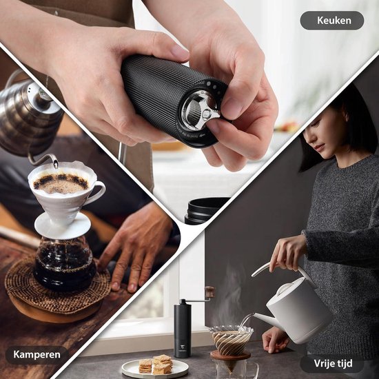 OutIn Fino Draagbare Elektrische Koffiemolen Kegelmolen - 28 Externe Maalstanden, 7-Sterren Roestvrijstalen Kegel & Eenknopsbediening, Compacte Koffiemolen Espresso met Snel Opladen
