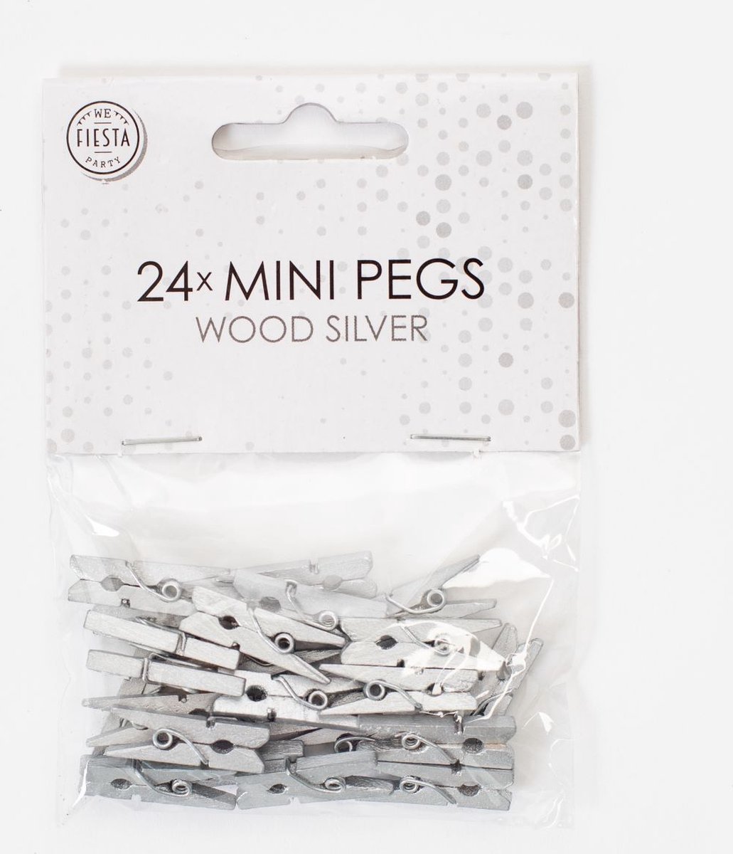 Goedkoopste 72 Mini houten knijpers Zilver - Feest Thema Polaroid Foto Ophangen Klein Knijper