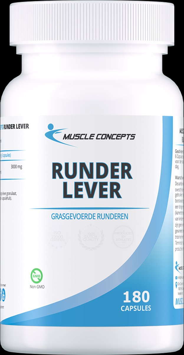 Goedkoopste Runder Lever supplement - 180 capsules | Muscle Concepts