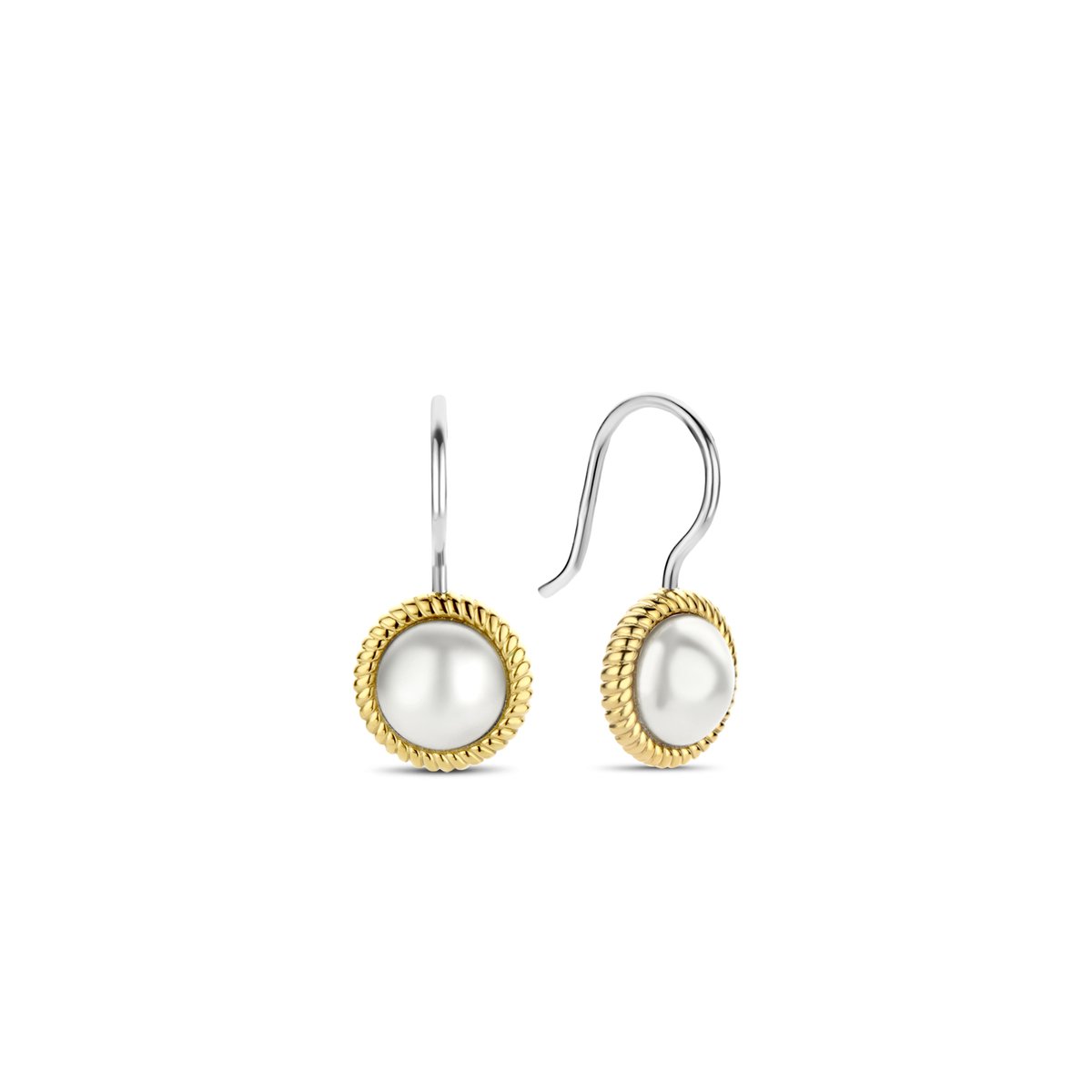 TI SENTO Dames Oorbellen - 925 zilver - Parel met geel verguld - 7924YP