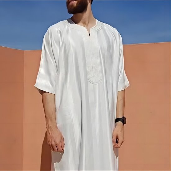 Foto: Avoir avoir djellaba heren abaya kaftan heren abaya heren islamitische kleding arabische kleding gebedskleed gebedskleding wit