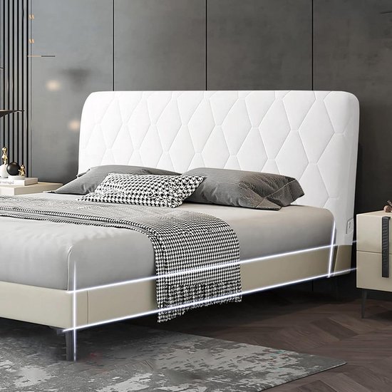 Couvre tête de lit - Housse élastique en coton européen - Lavable - Décoration chambre - Blanc crème - 180 cm