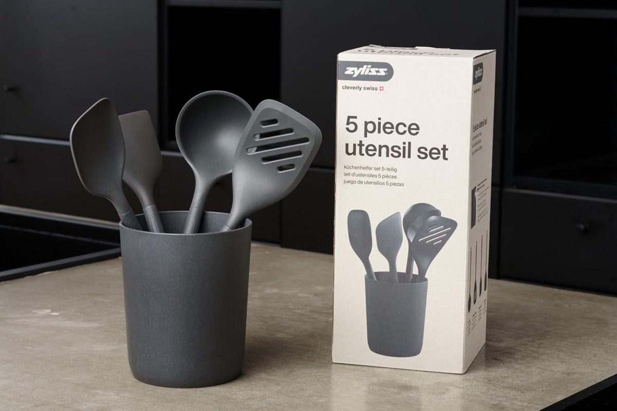 Set De 5 Ustensiles De Cuisine En Paille De Blé Et Silicone - Écoresponsable Et Pratique