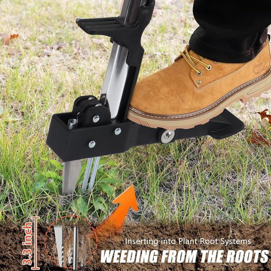 RVS Weed Puller 4-Claw Foot Pedal Adjuster for Garden Lawn - Easy Weed Removal van Pukupuku — afbeelding 3