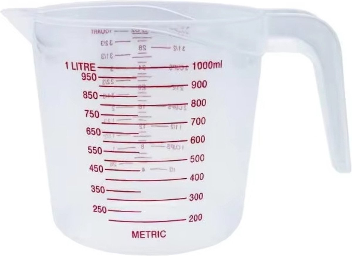 Maatbeker - 1 liter (1000ml) - plastic - cocktail/glas/klein/maatcilinder
