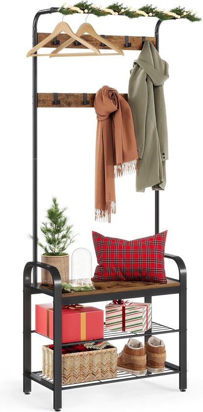 VASAGLE Kapstok, garderobe, halkast met schoenenrek met niveaus