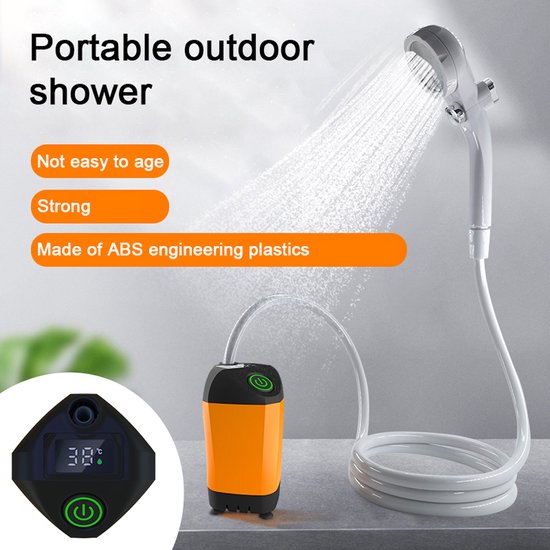 Blyx® - PortyShower - Draagbare Camping Doucheset Elektrisch - Buitendouche - Camping Douche - Draagbare Douche - Camping Douche Oplaadbaar - Camping Douche Met Pomp - Mobiele Douche - Digiale Display - Verstelbare Temperatuur - Complete Set - Blauw van Blyx — afbeelding 3