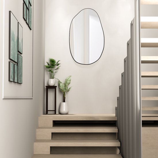 GOQELK Asymmetric Wall Mirror, Irregular Wall Mirror, Unique Makeup Mirror, Large Decorative for Living Room, Bathroom, Bedroom, Bathroom Mirror, 85 x 52 cm