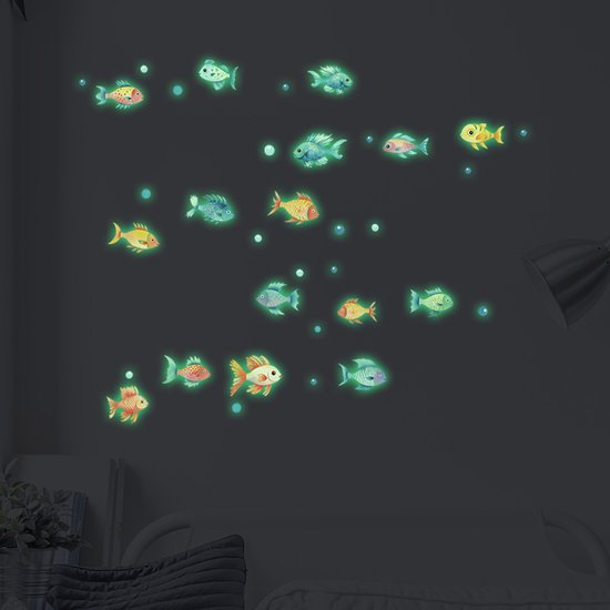 Gloed in the Dark Sea muurstickers oceaanthema fluorescerende stickers zeewereld wezen stickers lichtgevende onderwater dier muur decor voor kinderen slaapkamer kinderkamer