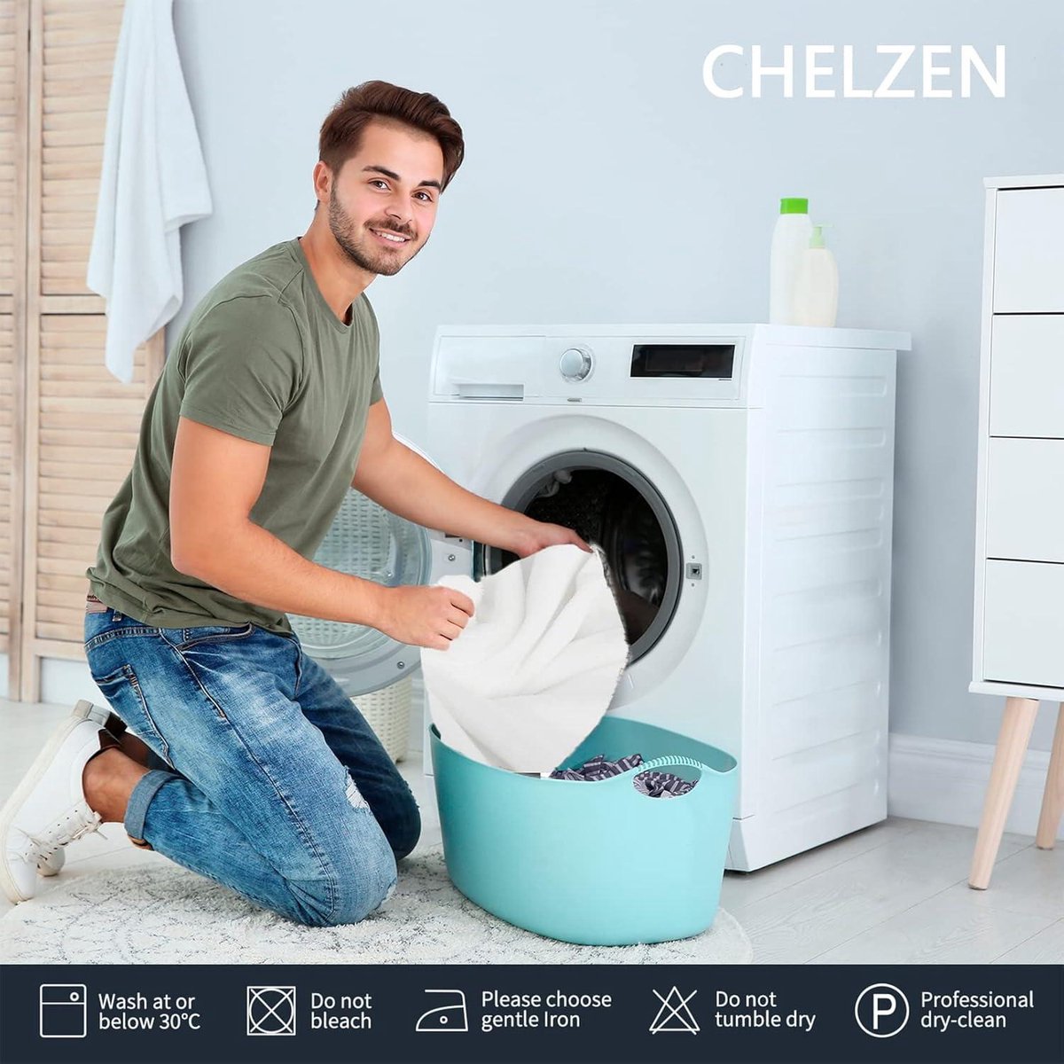 thumbnail: CHELZEN Fluwelen Bankhoes 3-zits - Rekbare Meubelbescherming Tegen Huisdieren & Vlekken - Grijs - Wasbaar