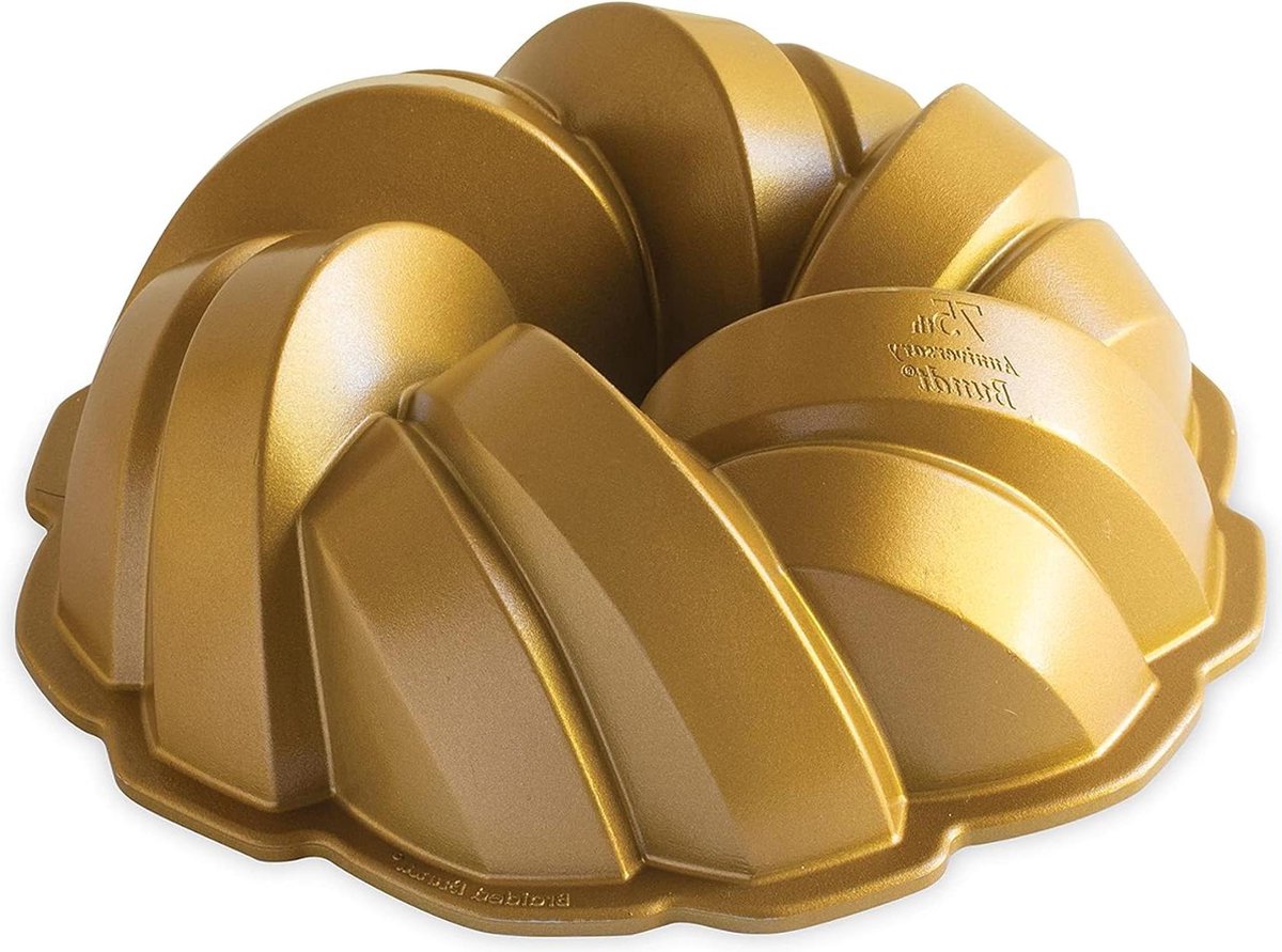 Gevlochten Bundt Pan - Gegoten Aluminium Cake Tin met Vlechtpatroon - Goud