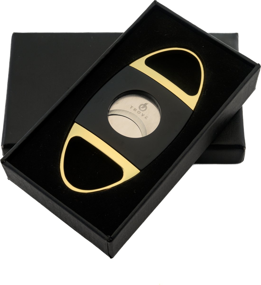 Goedkoopste Sigarenknipper Zwart met Goud - Trove Premium Luxe - Dubbele Mesjes - Roestvrij Staal - 22mm Knipdiameter - sigaar accessoires
