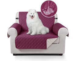 TAOCOCO Bankhoes, waterdicht, met elastiek, woonkamer, antislip, gevoerde bankbescherming voor huisdieren, katten, honden, spelende kinderen (wijnrood, 1-zits)