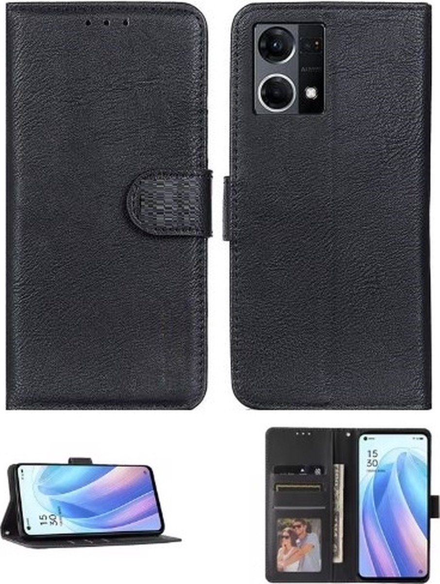 OPPO Reno 7 Hoesje Met Pasjeshouder Bookcase Zwart