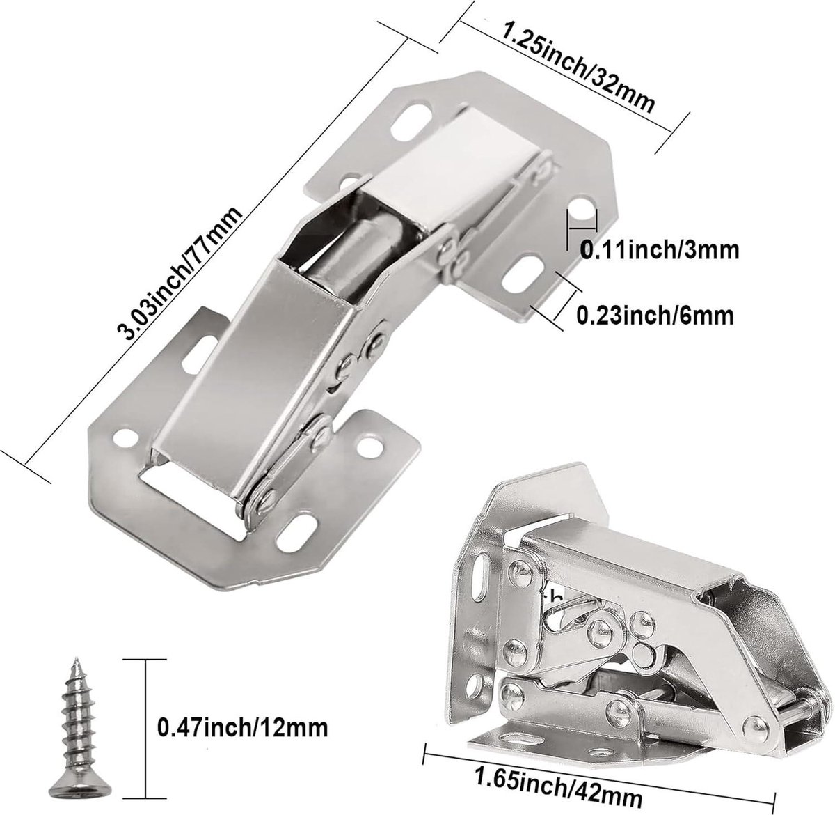 Bohaner Lot De 10 Charnières Pour Portes D'armoire, Charnières à