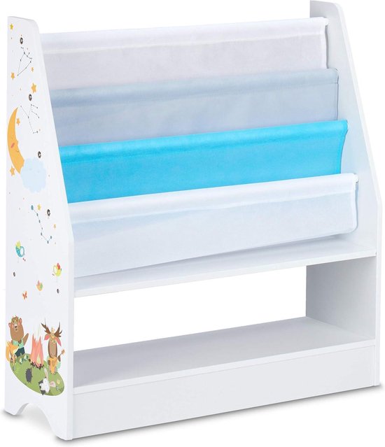 Relaxdays kinderkast, dieren, 2 boxen, 3 vakken, speelgoedkast