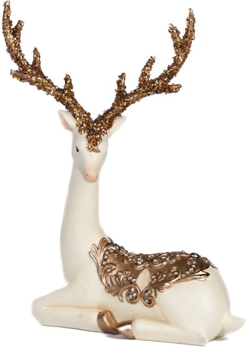 Goodwill Hert met Zadel Crème-Goud H 19.5 cm