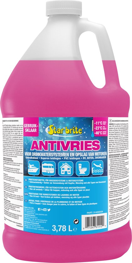 Starbrite Antivries - boot drinkwatersystemen - niet giftig - 3,78 liter