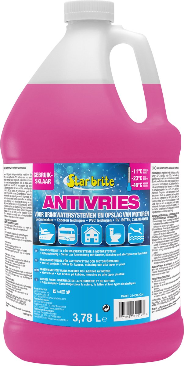 Starbrite Antivries - boot drinkwatersystemen - niet giftig - 3,78 liter
