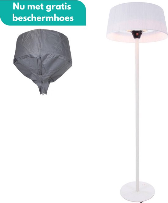 Sunred – COMBIDEAL - Heater & Hoes - Artix - Bright lijn - Wit - Staand model - Terrasverwarmer - Infraroodstraling - 2100 W – ECO - 3 standen - Elektrische heater
